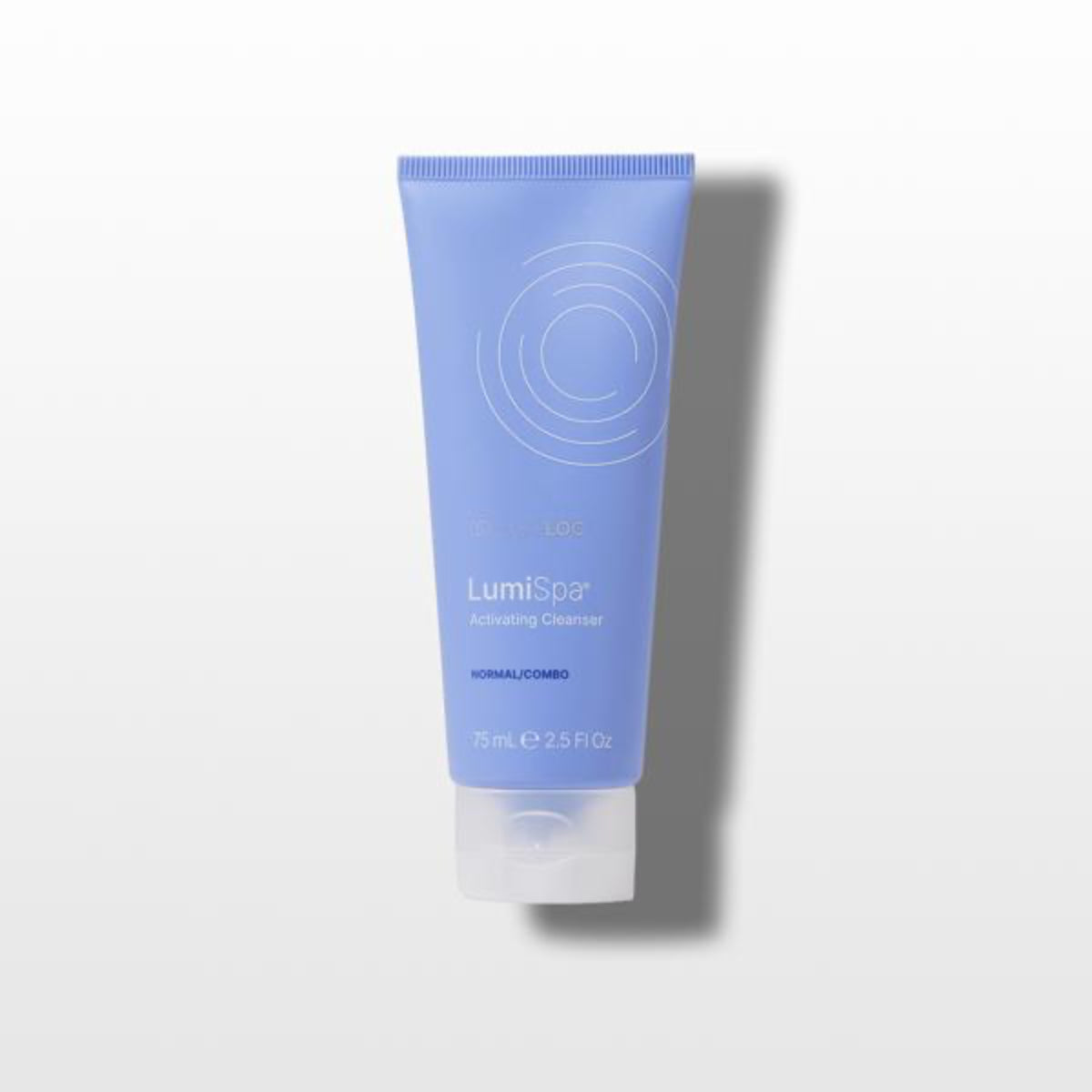 Blue tube of LumiSpa Normal Combo cleanser on a white background