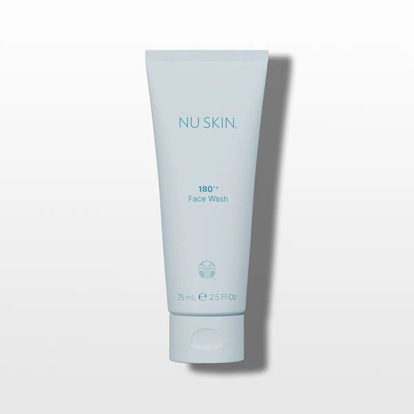 Tube of NU SKIN 180 Face Wash on a light gray background