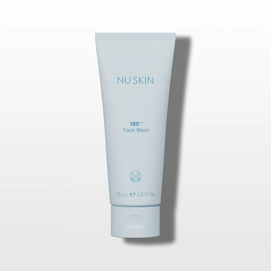 Tube of NU SKIN 180 Face Wash on a light gray background