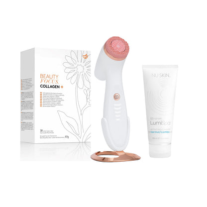 Nu Skin LumiSpa Beauty Device Face Cleansing Kit  Rose Gold + Free Collagen Plus