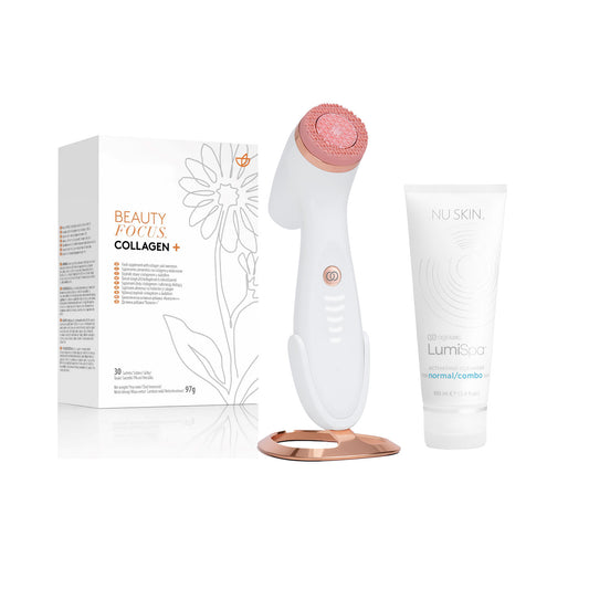 Kit de limpieza facial Nu Skin LumiSpa Beauty Device Rose Gold + Collagen Plus gratis