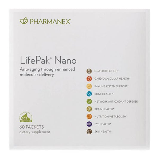 Pharmanex LifePak Nano dietary supplement packaging on a white background
